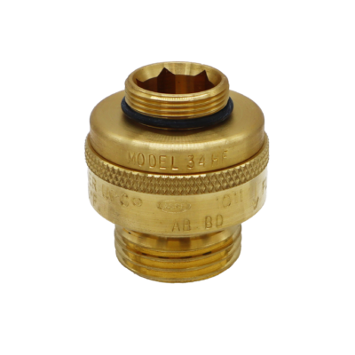 Bright brass vacuum breaker with black rubber o-ring.