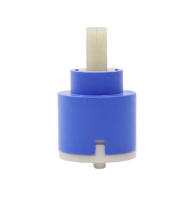 Bright blue and white plastic cartridge with square handle connection red bottom seals and 1 alignment peg.