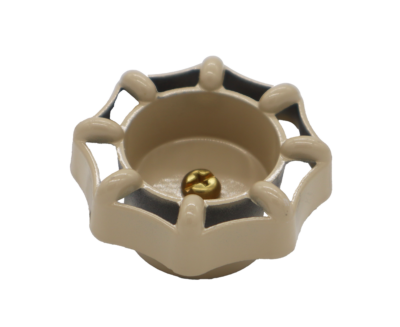 Tan metal octagonal handle with square stem connection and brass screw.