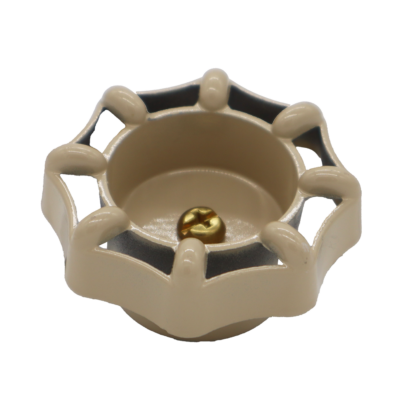 Tan metal octagonal handle with square stem connection and brass screw.