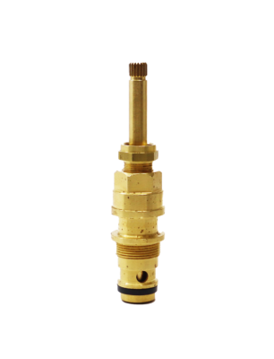 Brigth brass diverter stem with black rubber diverter with bottom rubber washer and brass screw.