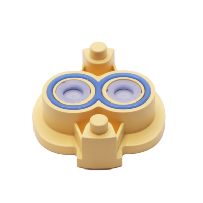 Tan plastic balancer with blue rubber seals.