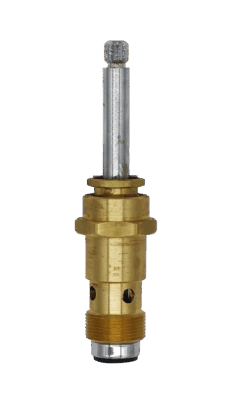 Brass body with chrome stem black rubber washer and brass screw.