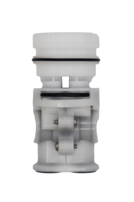 White plastic cartridge stainless screws with black rubber o-rings and seals