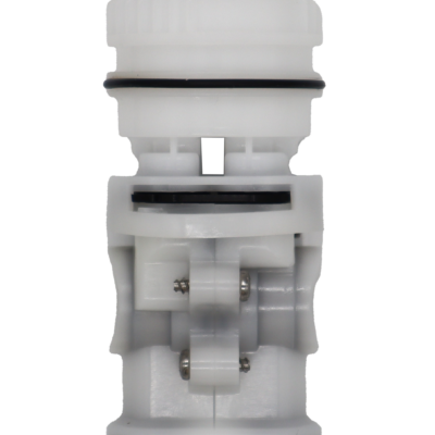 White plastic cartridge stainless screws with black rubber o-rings and seals