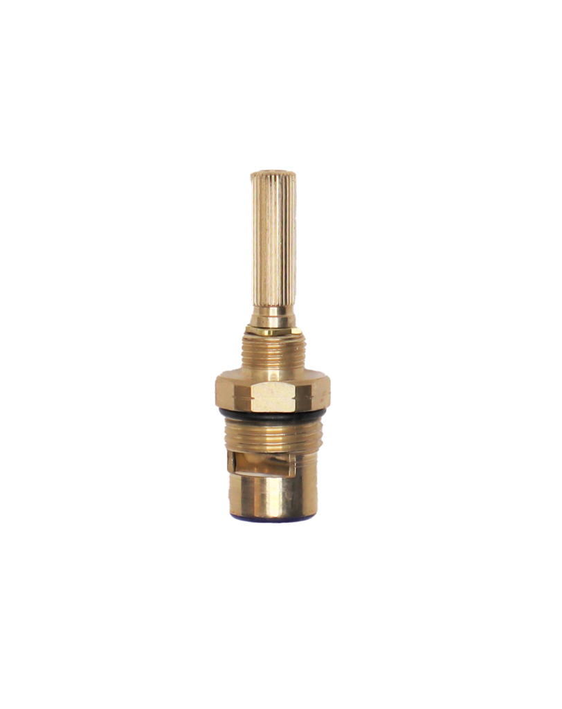Bright brass cartridge with black o-ring white ceramic discs and black bottom seal.