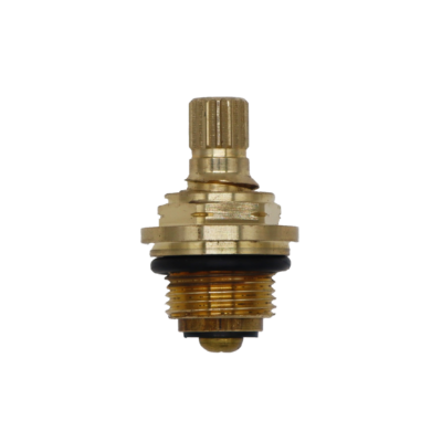 Bright brass sctem with black rubber o-ring with black rubber washer with brass screw.