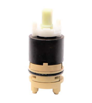 Brown cartridge body with white limit stop white square handle connection black rubber o-ring and black bottom seals.