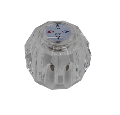 Clear acrylic handle with idex with on off hot cold.