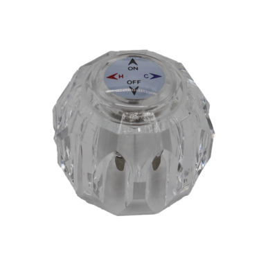 Clear acrylic handle with idex with on off hot cold.