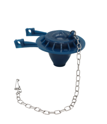 Bright dark blue rubber flapper with stainless chain.
