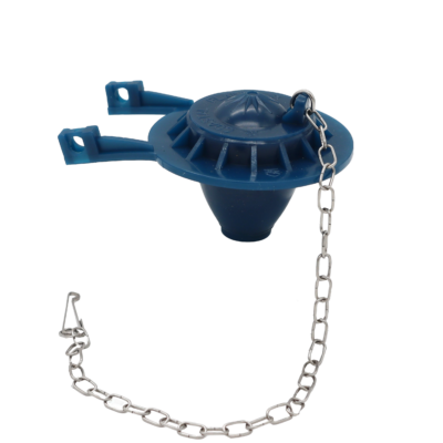 Bright dark blue rubber flapper with stainless chain.