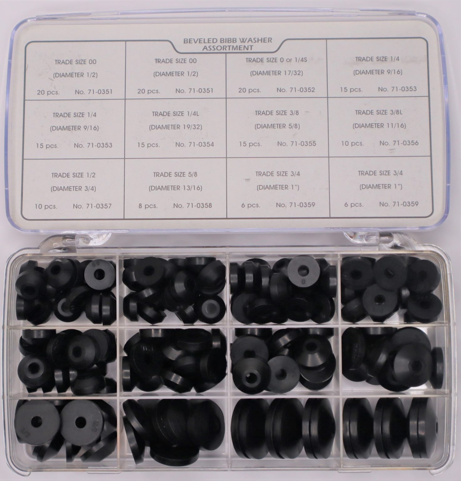 160pc Assorted Bibb Washer Kit 9 Sizes with Plastic Case Noel's