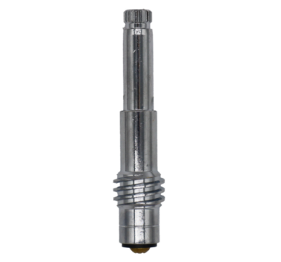 Polished chrome stem with black rubber washer and brass screw.