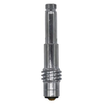 Polished chrome stem with black rubber washer and brass screw.