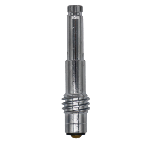 Polished chrome stem with black rubber washer and brass screw.
