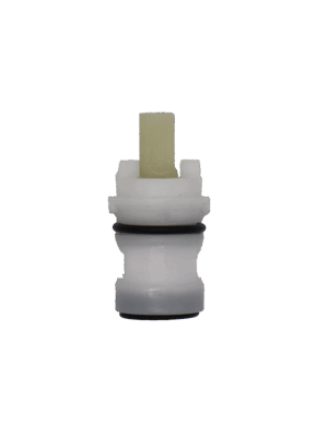 White plastic cartridge with square handle connection black oring and black bottom seal.