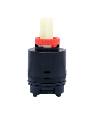 Black plastic cartridge body with red limit stop white square handle connection and black bottom seals.
