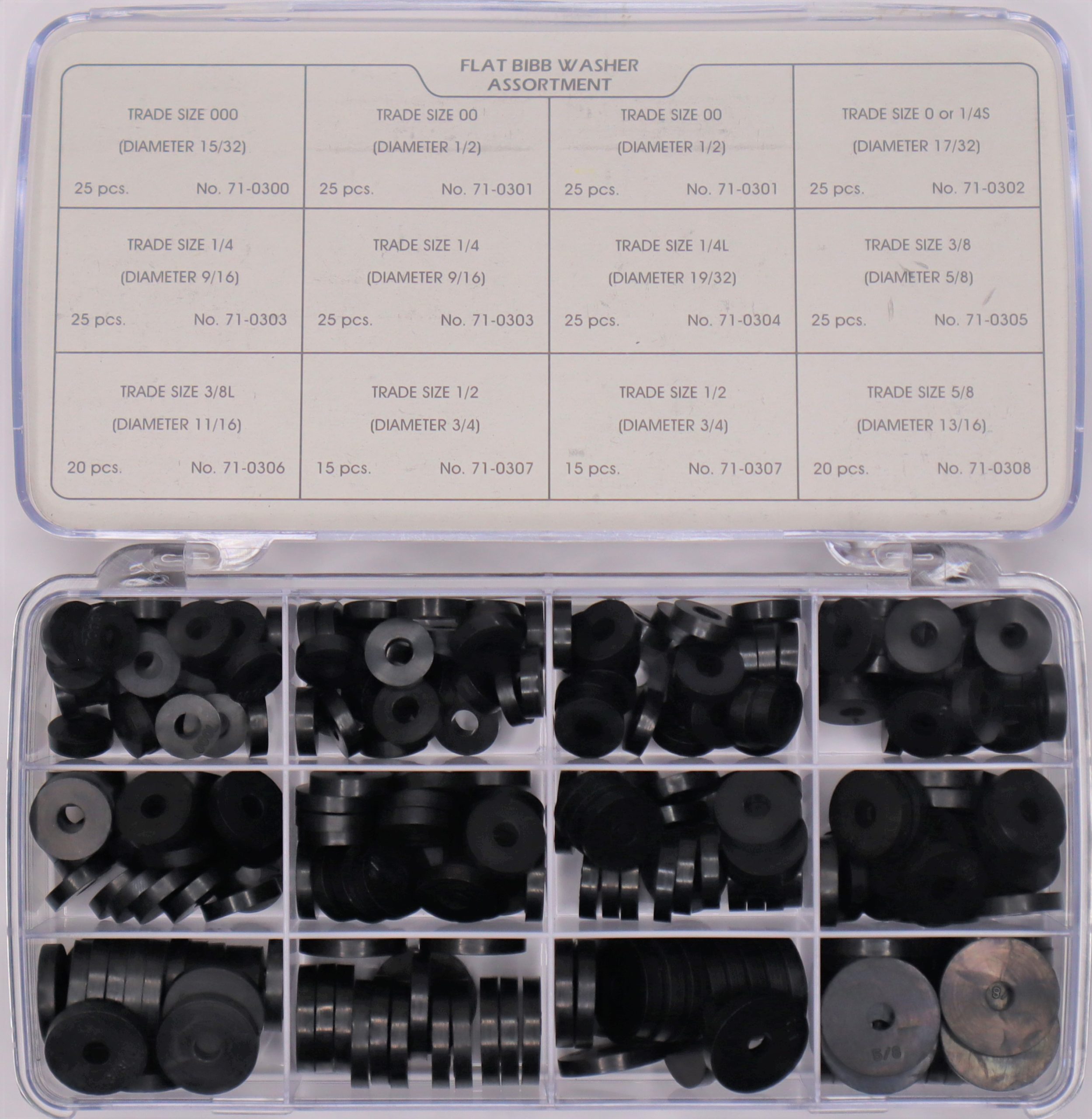 270 pc Flat Bibb Assortment Washer Kit 10 Sizes with Plastic Case