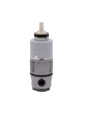 Grey plastic cartridge with white handle connection and black rubber seals.