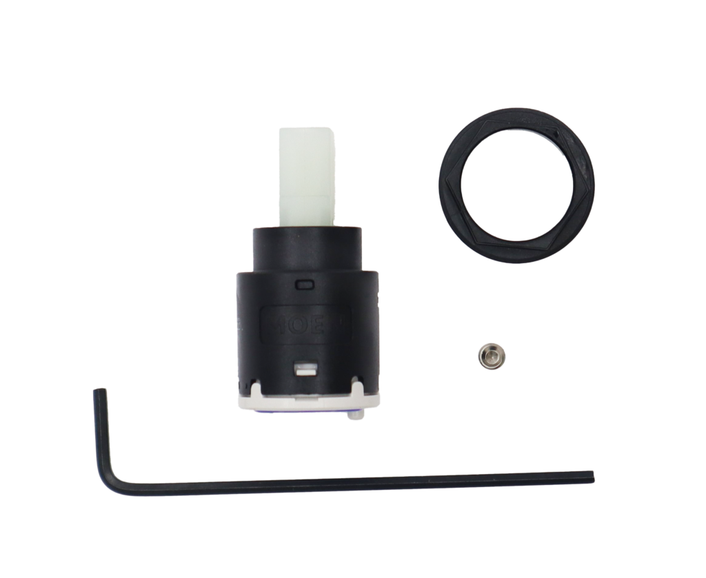 Black cartridge with white top and bottom.