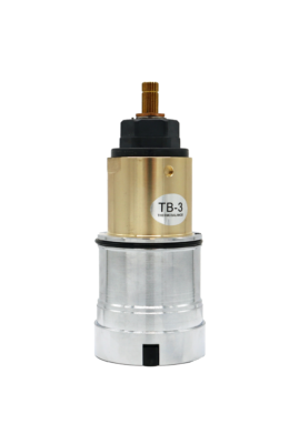 Bright brass body with black plastic top and black bottom seals.