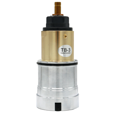 Bright brass body with black plastic top and black bottom seals.