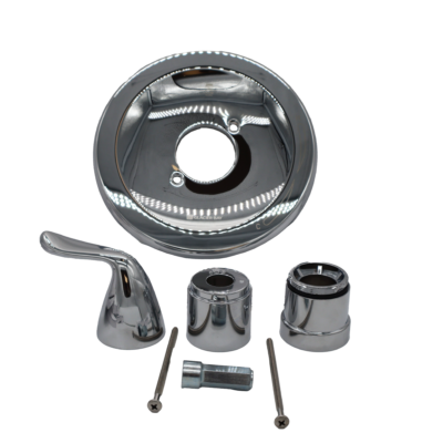 Polished chrome escutcheons handle and stainless screws.