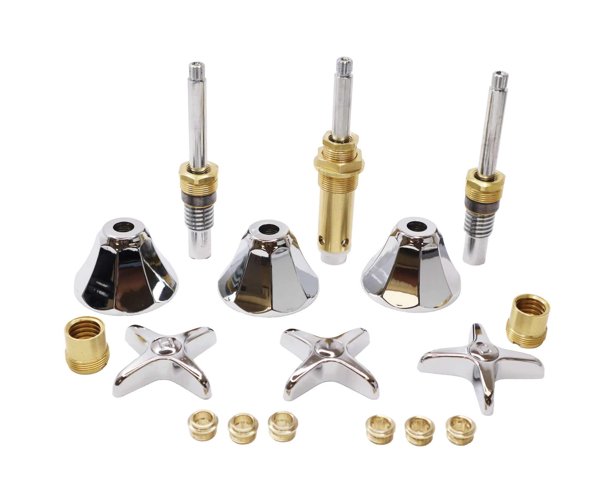 Chrome Plated 3 Handle Rebuild Kit for Crane - Noel's Plumbing Supply