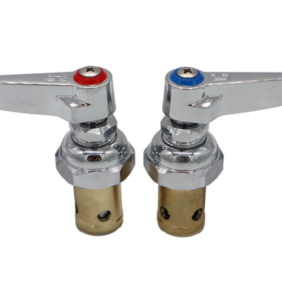 Chrome plated handles and bonnets with brass barrels and red and blue index buttons.
