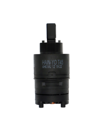 Black plastic cartridge with square handle connection black rubber seals and copper thermo.