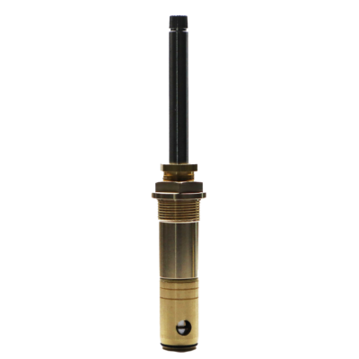 Polished chrome stem with bright brass body and barrel with black rubber o-ring.