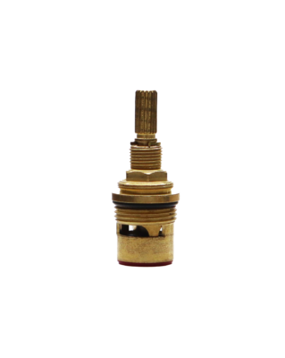 Bright brass cartridge with black rubber o-ring and rubber seal.