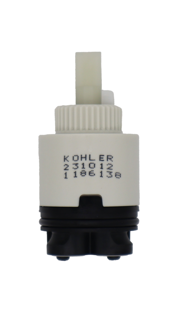 Light grey plastic cartridge with white limit stop square handle connection and grey rubber bottom seals.