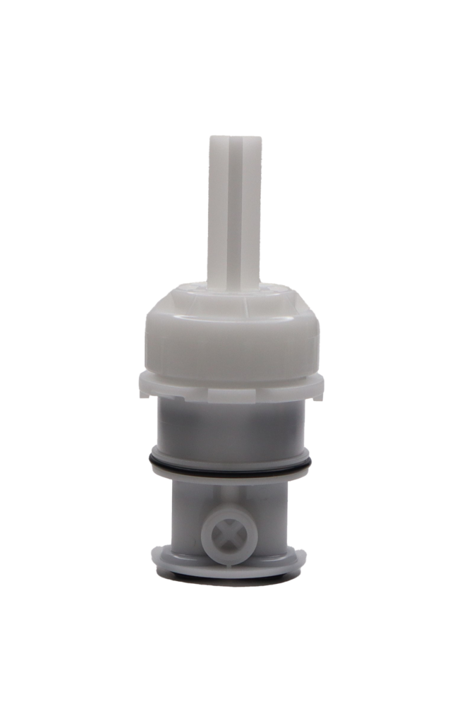 White plastic cartridge with black rubber o-rings and seals.