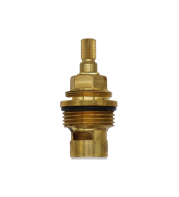 Bright brass cartridge with black oring and white bottom washer.