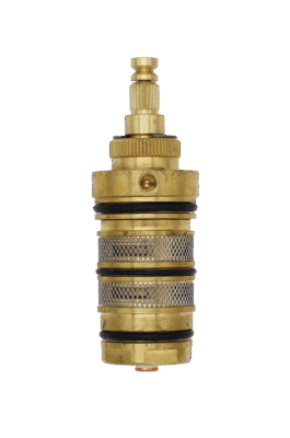 Brigh brass cartridge with black orings and stainless mesh screen.