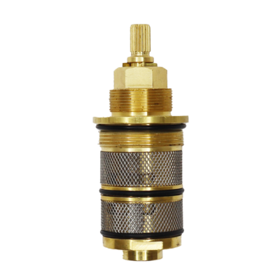Bright brass cartridge with black rubber o-rings stainless steel screen and copper thermo.