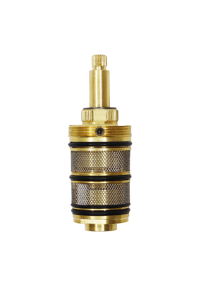Bright brass cartridge with stainless screen black rubber o-rings and copper thermo.