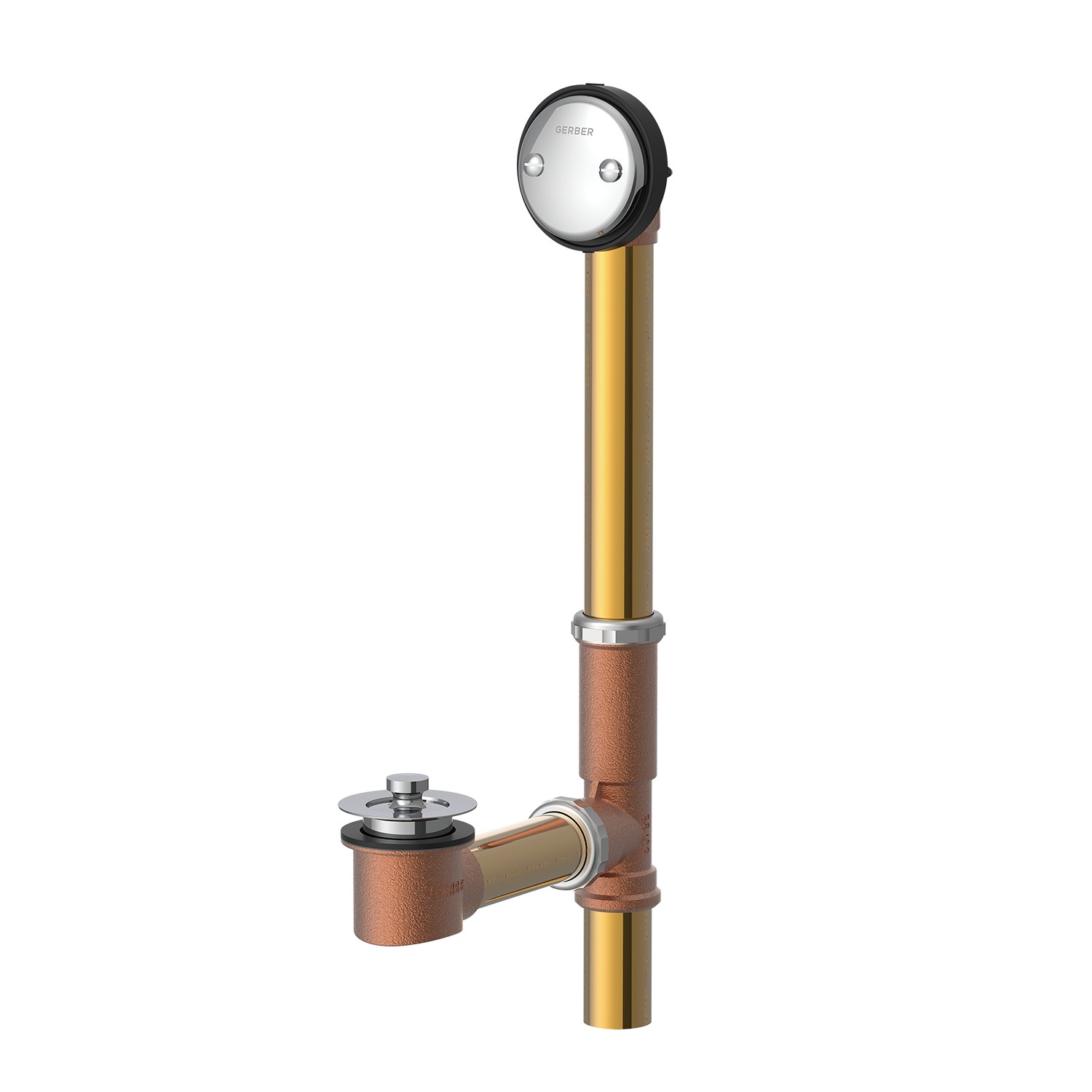 Gerber Classics Lift & Turn 20 Gauge Drain for Standard Tub with Retaining Ring Chrome G004185876 41-858-76