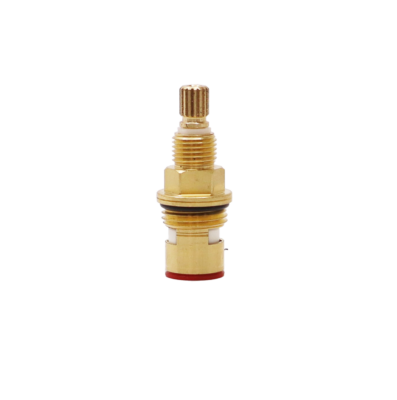 Bright brass cartridge with balck rubber o-ring white ceramic discs and red rubber seal.