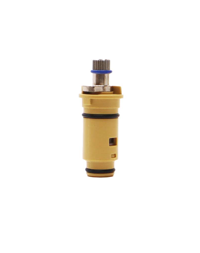 Tan plastic cartridge with metal handle connection and black rubber o-rings.