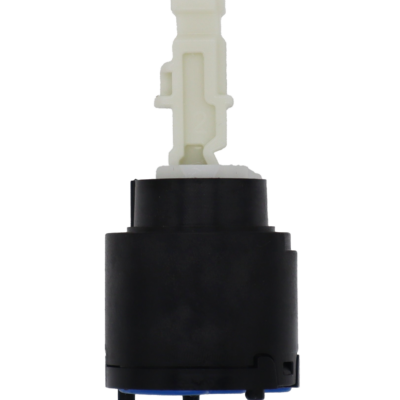 Black and white plastic cartridge with square handle connection and blue rubber bottom seal.