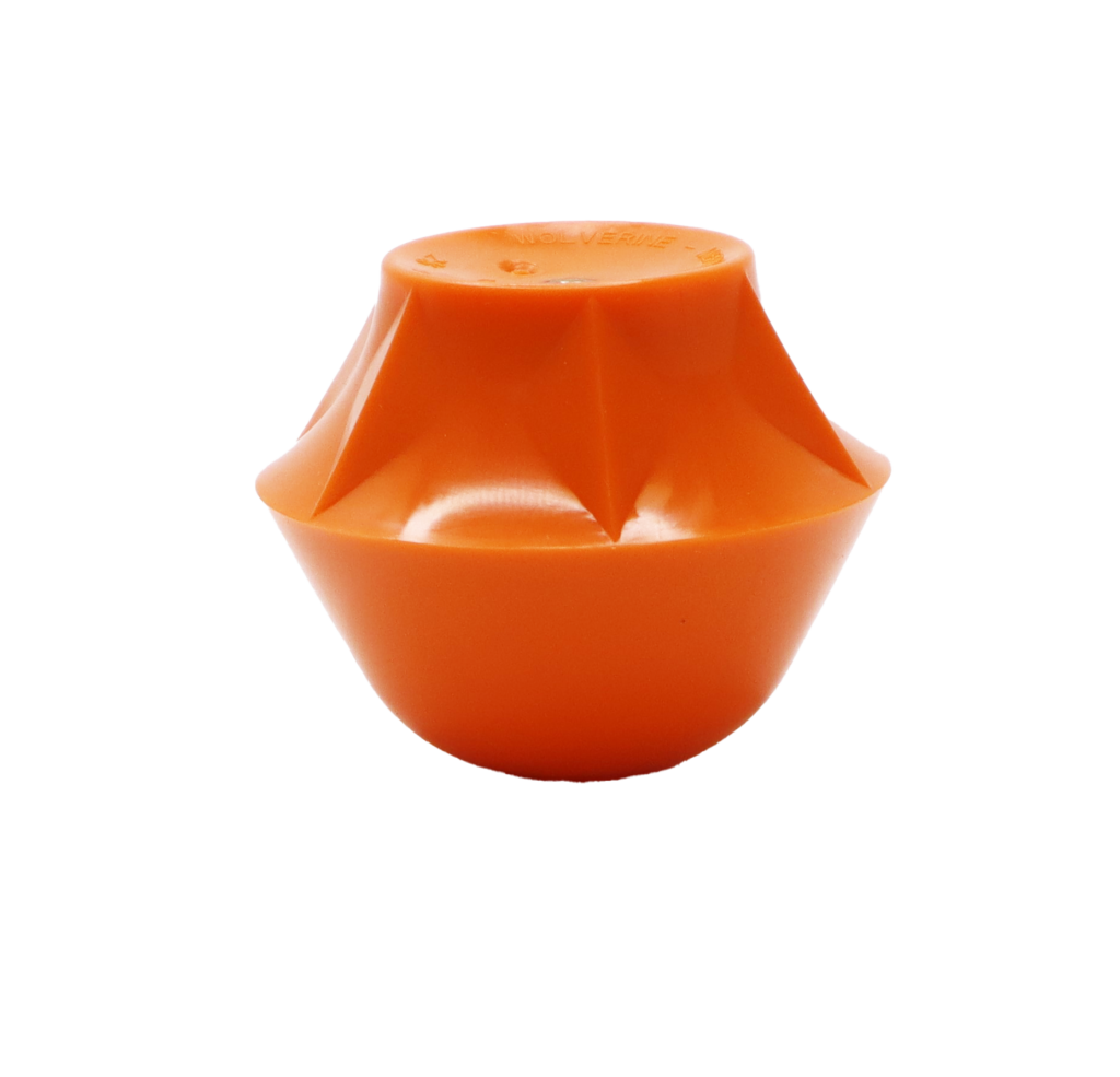 Bright orange rubber flapper.