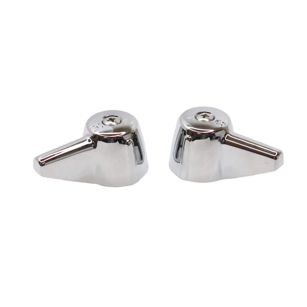 Polished chrome lever handles with stainless screws.