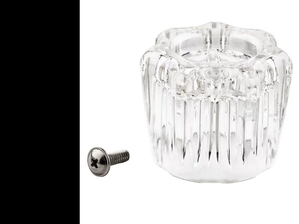 Acrylic clear plastic handle with stainless screw.