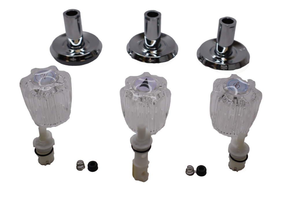 Chrome Plated 3 Handle Rebuild Kit for Delta Faucet & Glacier Bay