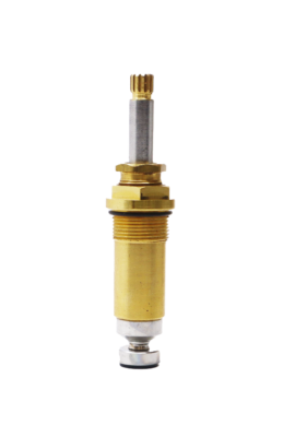 Polished chrome stem with bright brass body with black rubber o-ring and washer.