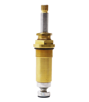 Polished chrome stem with bright brass body with black rubber o-ring and washer.