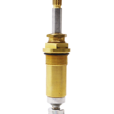 Polished chrome stem with bright brass body with black rubber o-ring and washer.
